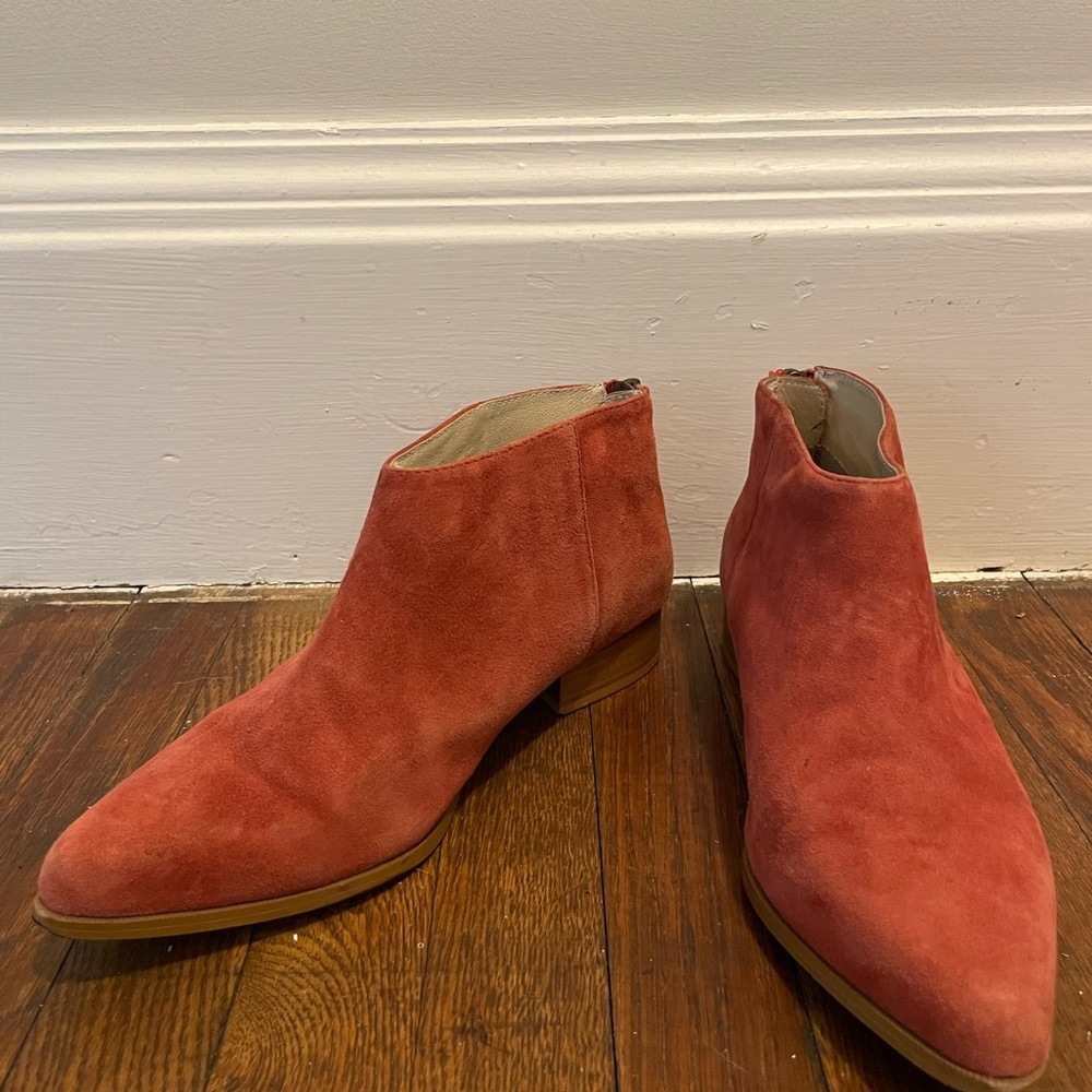 Intentionally Blank Red Suede Booties - image 2